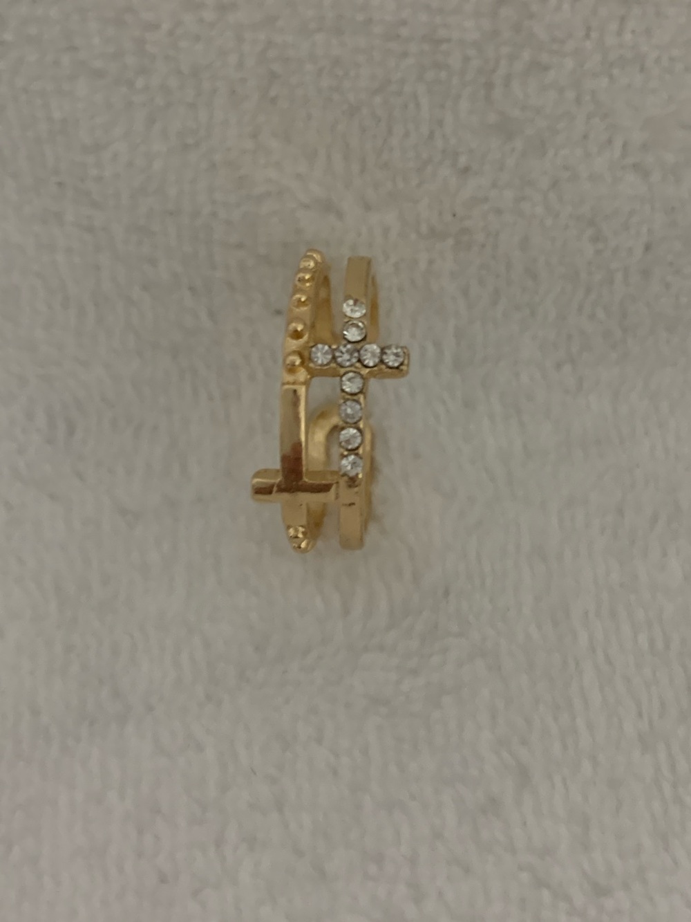 Gold-Tone Cross Accent Adjustable Ring - Women's Fashion Jewelry - Picture 3 of 4